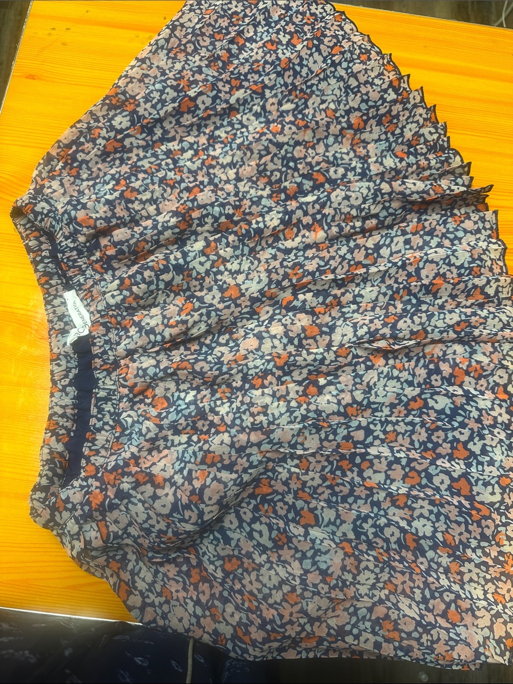 BCBGeneration Floral Circle Skirt in Navy with Coral & Cream